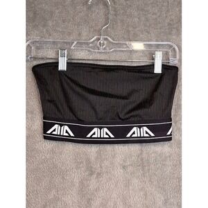 Divided by H M Ribbed Black Strapless Tube Top Crop Top Band Logo Size S